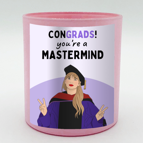 Congrads You're A Mastermind Funny Graduation Quote - scented candle by Sundiva Designs