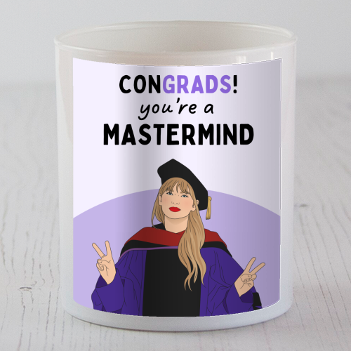 Congrads You're A Mastermind Funny Graduation Quote - scented candle by Sundiva Designs