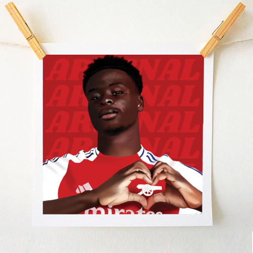 Arsenal Saka Red and White Emerates Gooners Giftware - A1 - A4 art print by AbiGoLucky