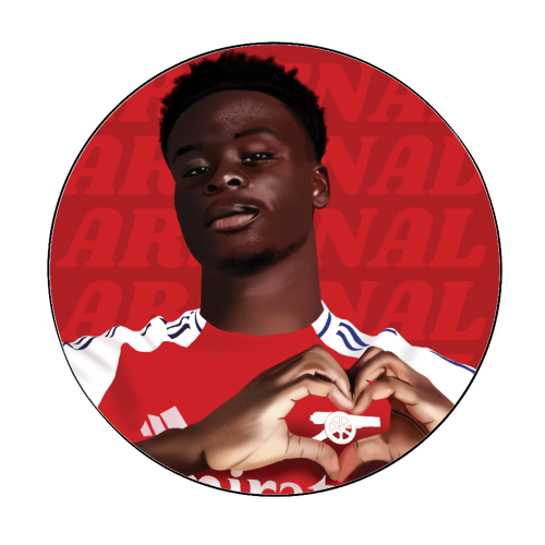 Arsenal Saka Red and White Emerates Gooners Giftware - Circle Sticker by AbiGoLucky