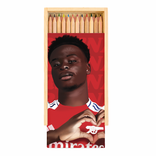 Arsenal Saka Red and White Emerates Gooners Giftware - Coloured Pencils with Box by AbiGoLucky