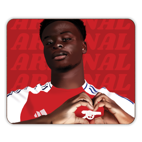 Arsenal Saka Red and White Emerates Gooners Giftware - designer placemat by AbiGoLucky