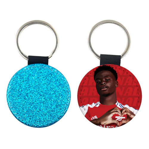 Arsenal Saka Red and White Emerates Gooners Giftware - keyring by AbiGoLucky