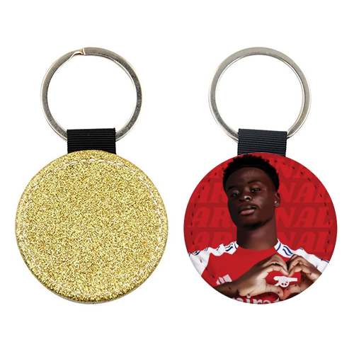 Arsenal Saka Red and White Emerates Gooners Giftware - keyring by AbiGoLucky