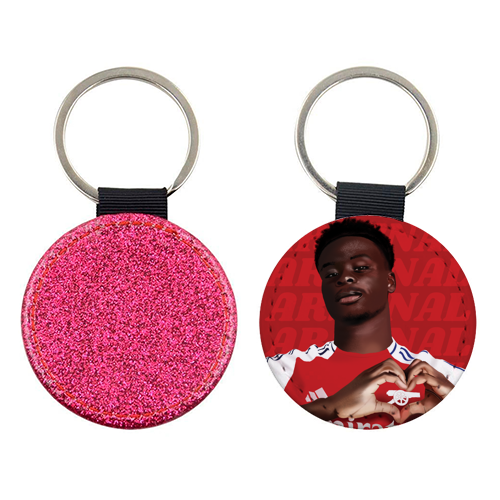 Arsenal Saka Red and White Emerates Gooners Giftware - keyring by AbiGoLucky