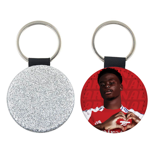 Arsenal Saka Red and White Emerates Gooners Giftware - keyring by AbiGoLucky