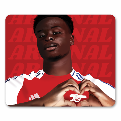 Arsenal Saka Red and White Emerates Gooners Giftware - mouse mat by AbiGoLucky