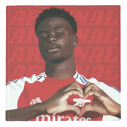 Arsenal Saka Red and White Emerates Gooners Giftware - personalised beer coaster by AbiGoLucky