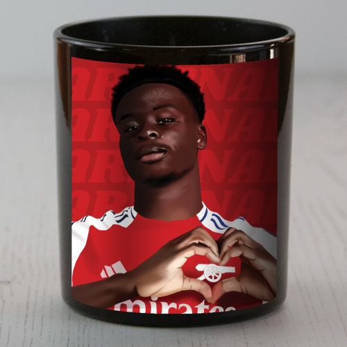 Arsenal Saka Red and White Emerates Gooners Giftware - scented candle by AbiGoLucky