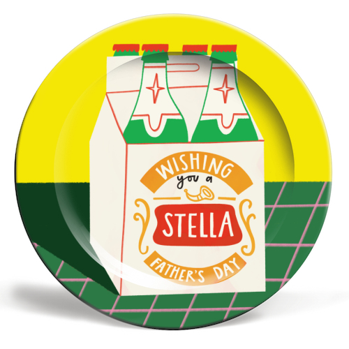 Funny Stella Beer Father's Day Giftware - ceramic dinner plate by AbiGoLucky
