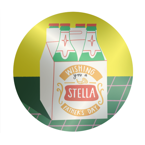 Funny Stella Beer Father's Day Giftware - Circle Sticker by AbiGoLucky