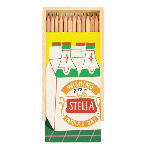 Funny Stella Beer Father's Day Giftware - Coloured Pencils with Box by AbiGoLucky