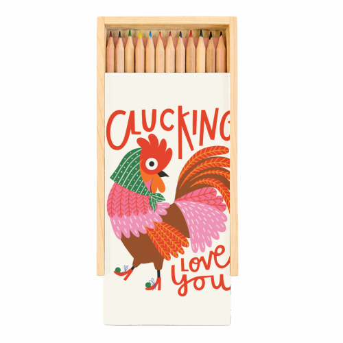 Clucking Love You Chicken Illustration - Coloured Pencils with Box by AbiGoLucky
