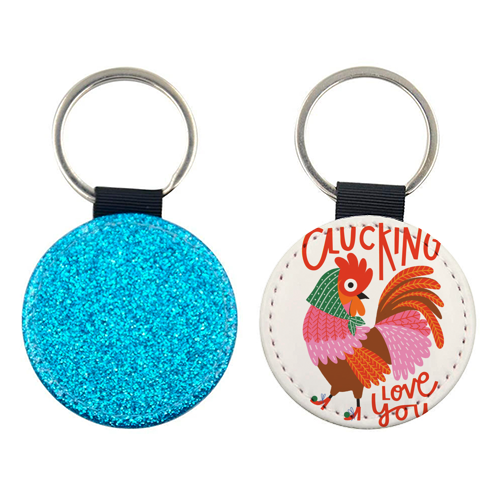Clucking Love You Chicken Illustration - keyring by AbiGoLucky