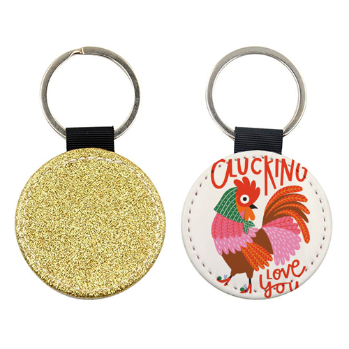 Clucking Love You Chicken Illustration - keyring by AbiGoLucky