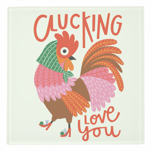 Clucking Love You Chicken Illustration - personalised beer coaster by AbiGoLucky