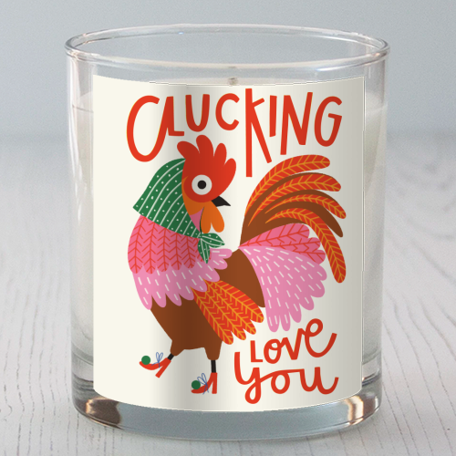 Clucking Love You Chicken Illustration - scented candle by AbiGoLucky
