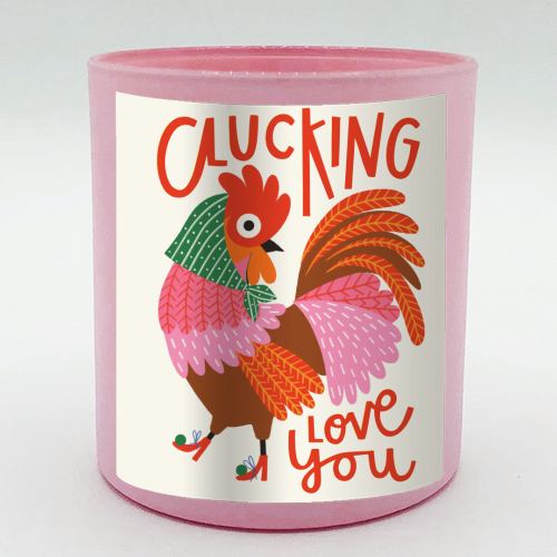 Clucking Love You Chicken Illustration - scented candle by AbiGoLucky