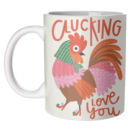 Clucking Love You Chicken Illustration - unique mug by AbiGoLucky