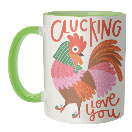 Clucking Love You Chicken Illustration - unique mug by AbiGoLucky