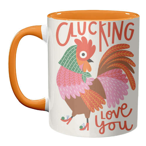 Clucking Love You Chicken Illustration - unique mug by AbiGoLucky