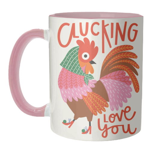 Clucking Love You Chicken Illustration - unique mug by AbiGoLucky
