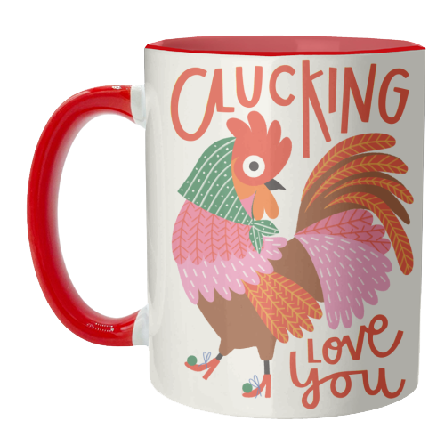 Clucking Love You Chicken Illustration - unique mug by AbiGoLucky