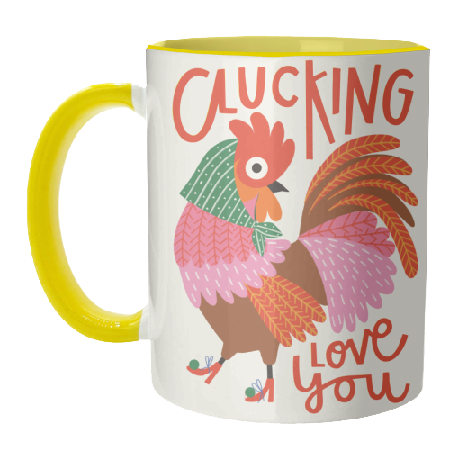 Clucking Love You Chicken Illustration - unique mug by AbiGoLucky
