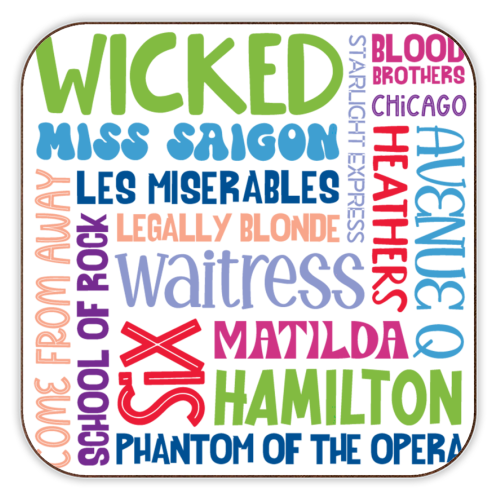 Modern Musicals - personalised beer coaster by All About Words Designs