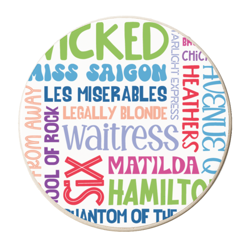 Modern Musicals - personalised beer coaster by All About Words Designs