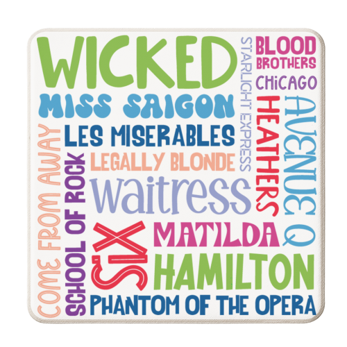 Modern Musicals - personalised beer coaster by All About Words Designs