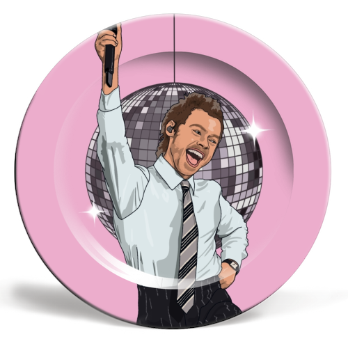 Disco Harry - ceramic dinner plate by The Girl Next Draw