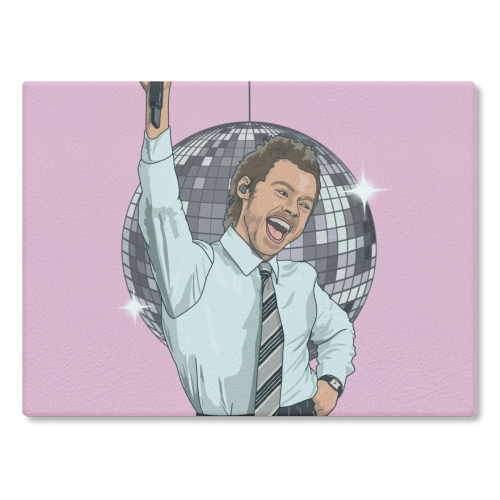 Disco Harry - glass chopping board by The Girl Next Draw