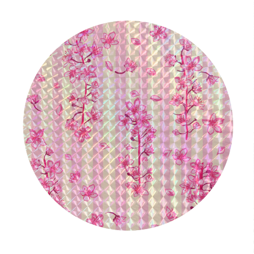 Retro Pink Cherry Blossoms - Circle Sticker by EZbie