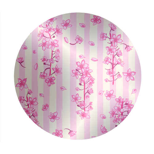 Retro Pink Cherry Blossoms - Circle Sticker by EZbie