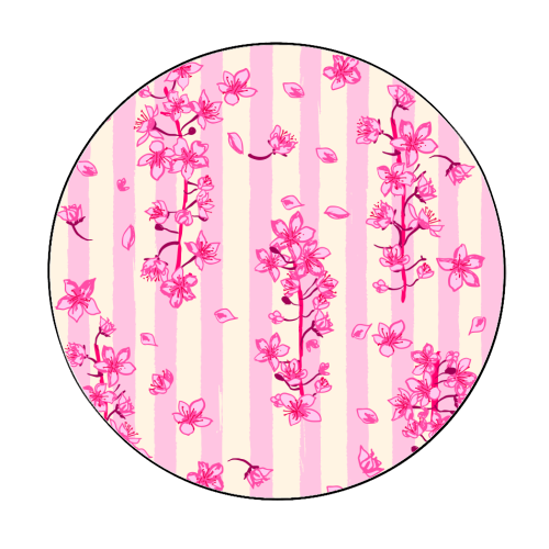 Retro Pink Cherry Blossoms - Circle Sticker by EZbie