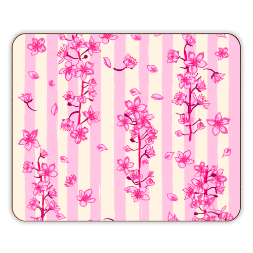 Retro Pink Cherry Blossoms - designer placemat by EZbie