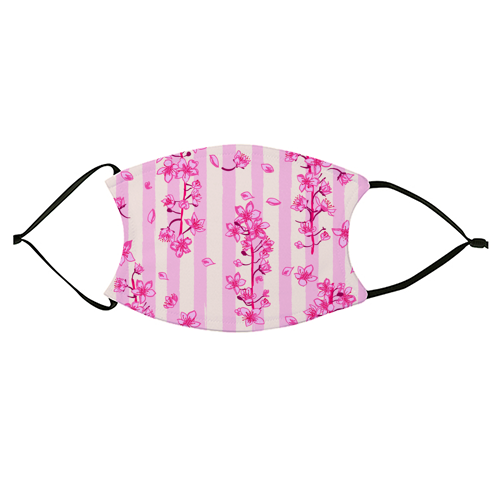 Retro Pink Cherry Blossoms - face cover mask by EZbie