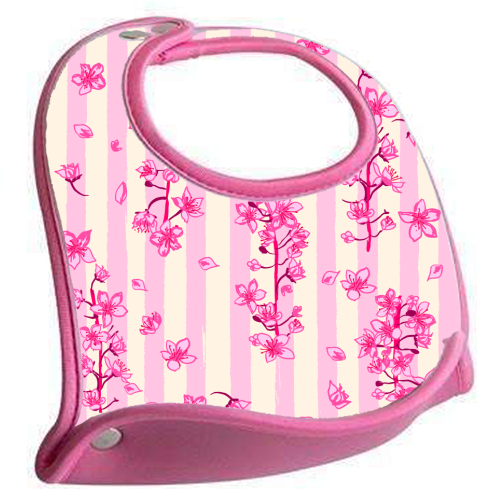 Retro Pink Cherry Blossoms - feeding bib by EZbie