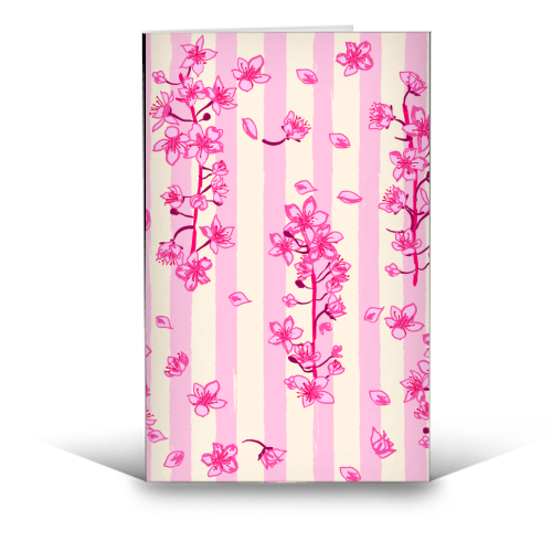 Retro Pink Cherry Blossoms - funny greeting card by EZbie