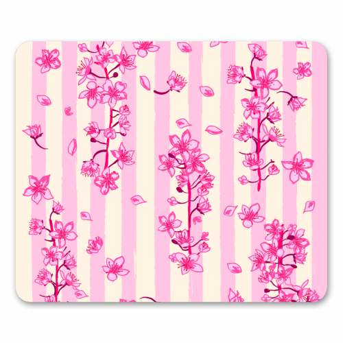 Retro Pink Cherry Blossoms - mouse mat by EZbie