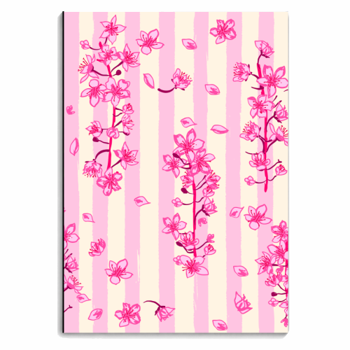 Retro Pink Cherry Blossoms - personalised A4, A5, A6 notebook by EZbie