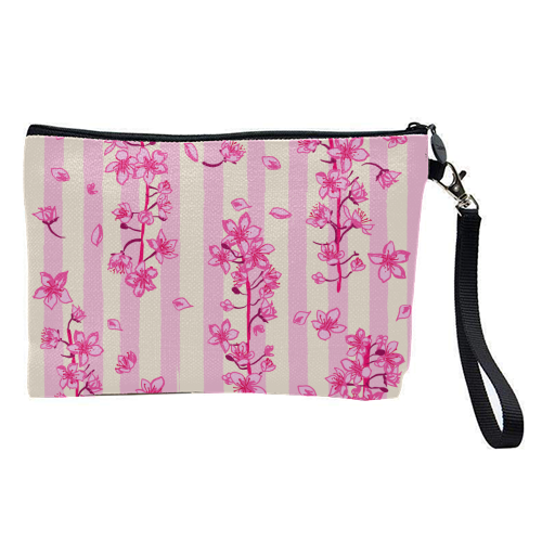 Retro Pink Cherry Blossoms - pretty makeup bag by EZbie