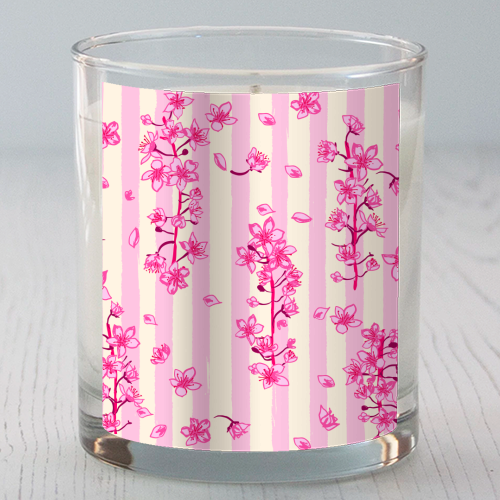 Retro Pink Cherry Blossoms - scented candle by EZbie
