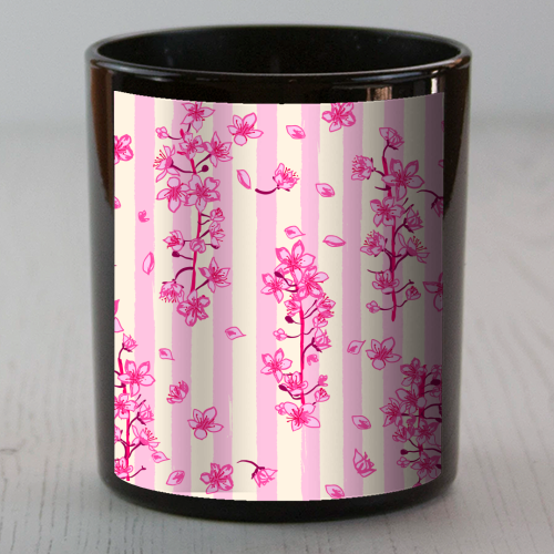 Retro Pink Cherry Blossoms - scented candle by EZbie