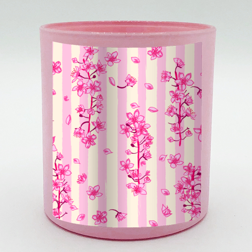 Retro Pink Cherry Blossoms - scented candle by EZbie