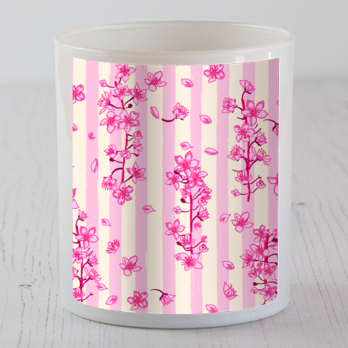 Retro Pink Cherry Blossoms - scented candle by EZbie