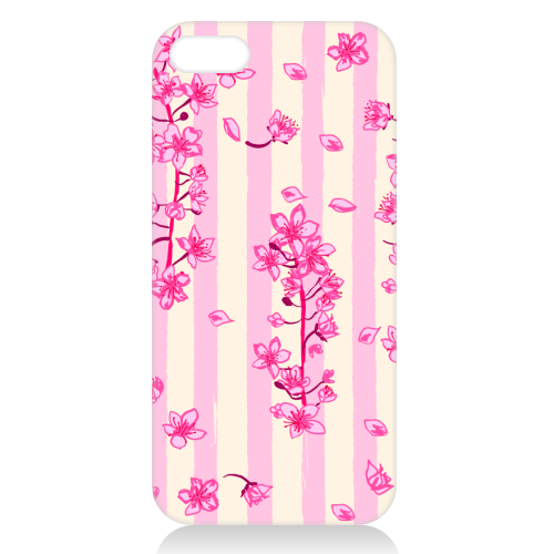 Retro Pink Cherry Blossoms - unique phone case by EZbie