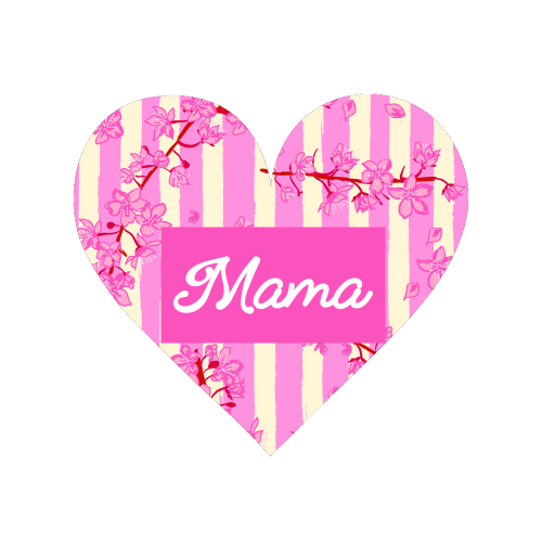 Mama Retro Pink Stripes Sakura Pattern - Magnet by EZbie