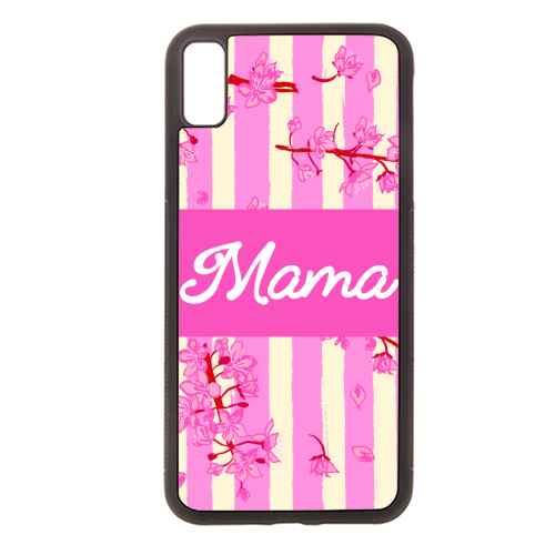 Mama Retro Pink Stripes Sakura Pattern - stylish phone case by EZbie